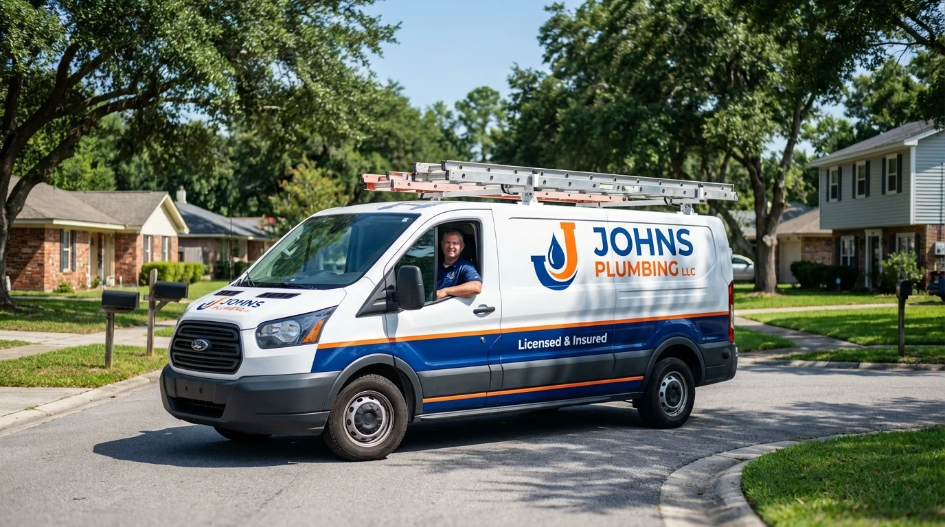 Johns Plumbing LLC service van in Moultonborough, NH