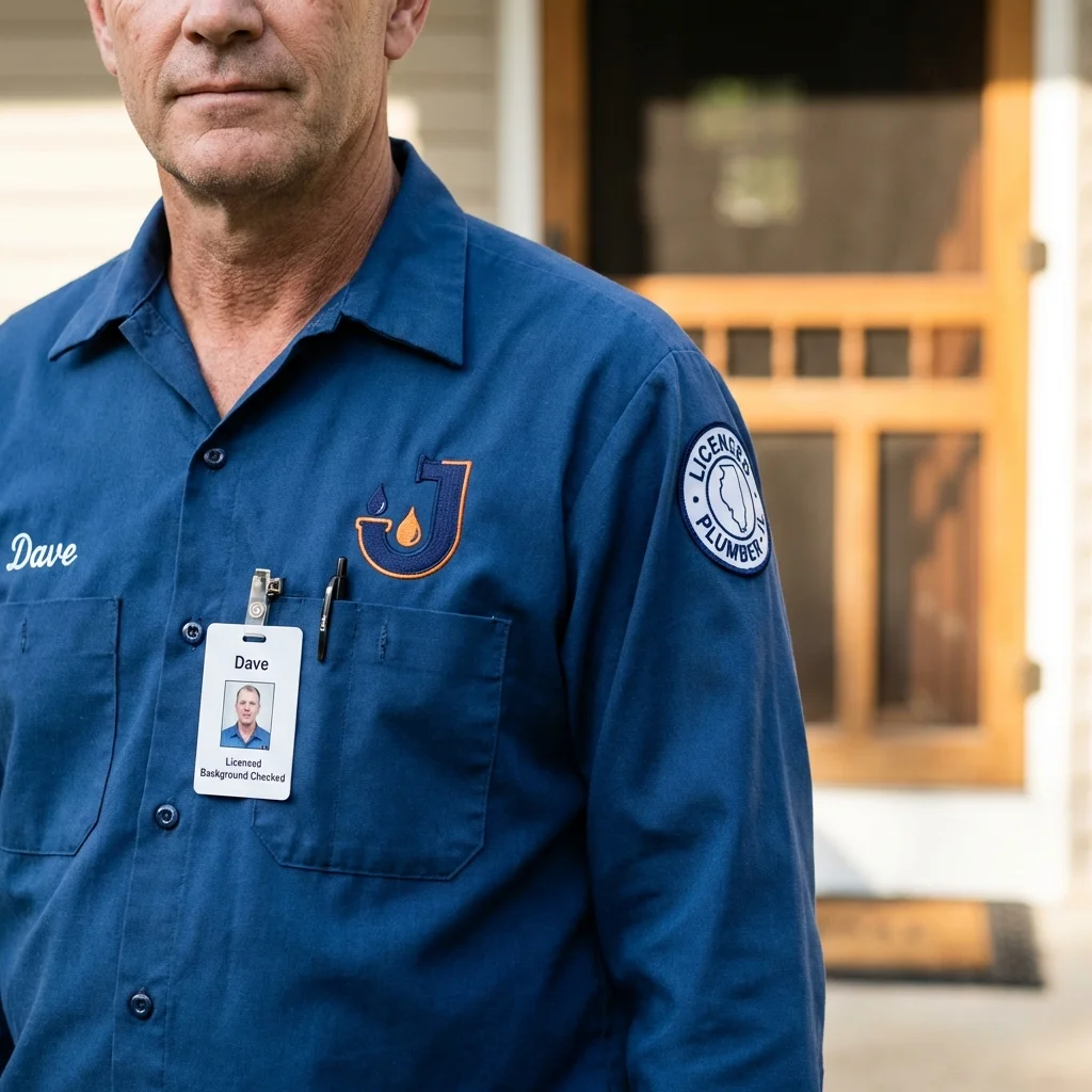 Licensed plumber showing ID badge in Moultonborough, NH