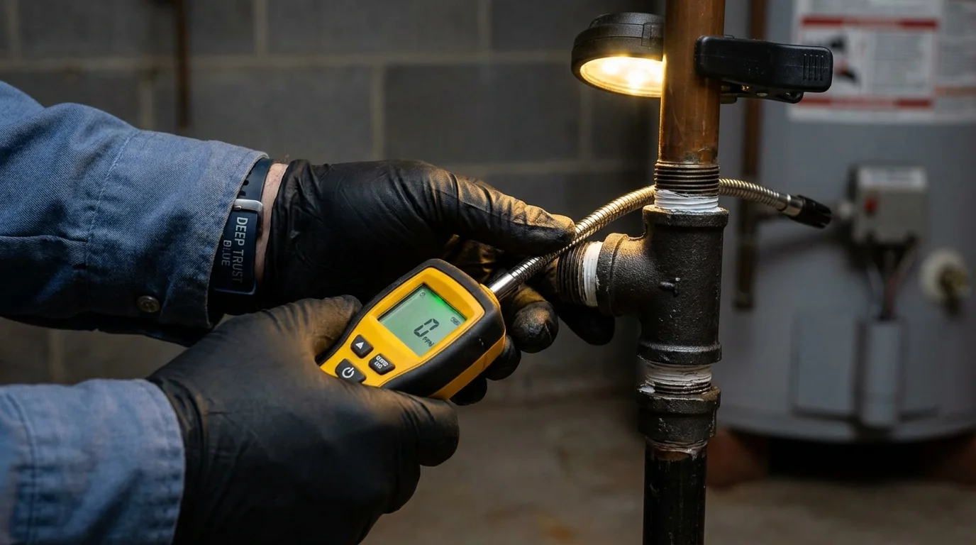 Gas leak detection with electronic sniffer by Johns Plumbing LLC in Moultonborough