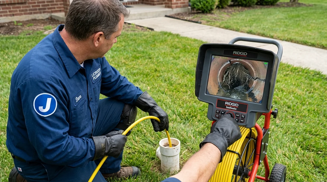Sewer camera inspection being performed by Johns Plumbing LLC in Moultonborough